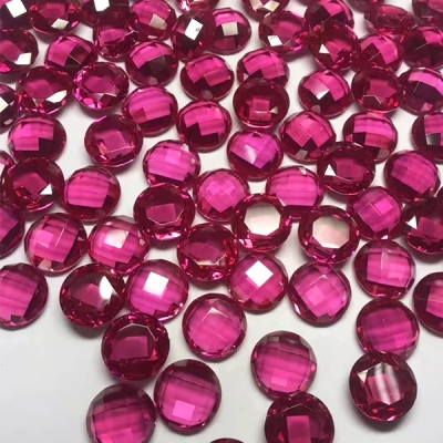 faceted cut round ruby stone...