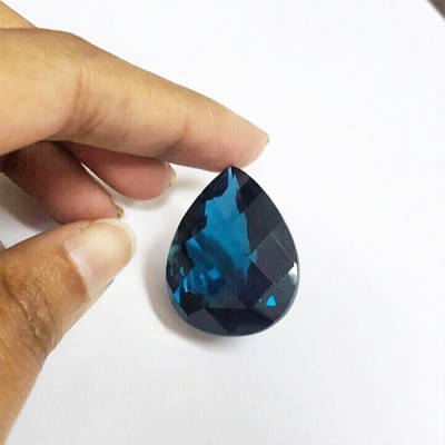 Double Faceted Cut Dark Blue Glass...